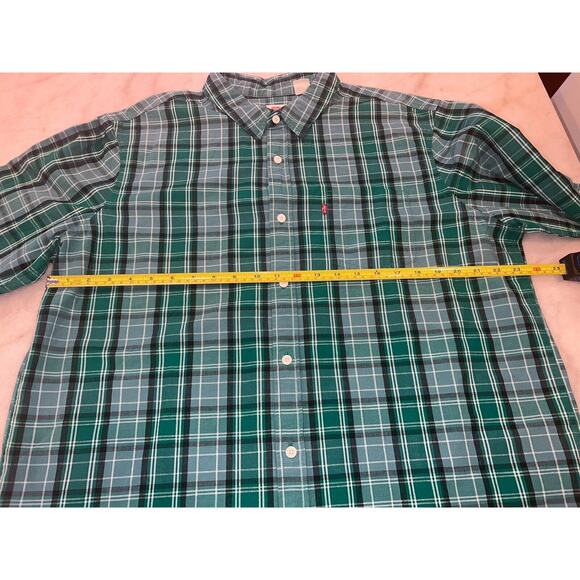 Levi's XL Mens Shirt Green Plaid Button Down Long Sleeve Collared - Picture 6 of 8